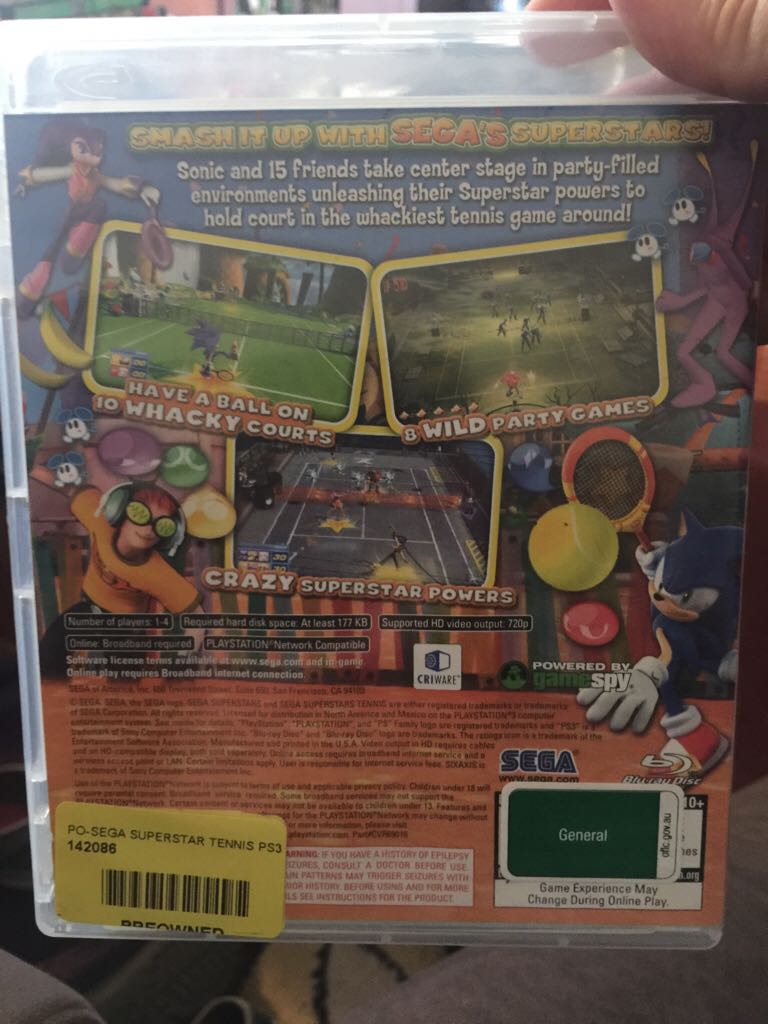 Sega Superstar Tennis - Sony PlayStation 3 (PS3) video game collectible - Main Image 2