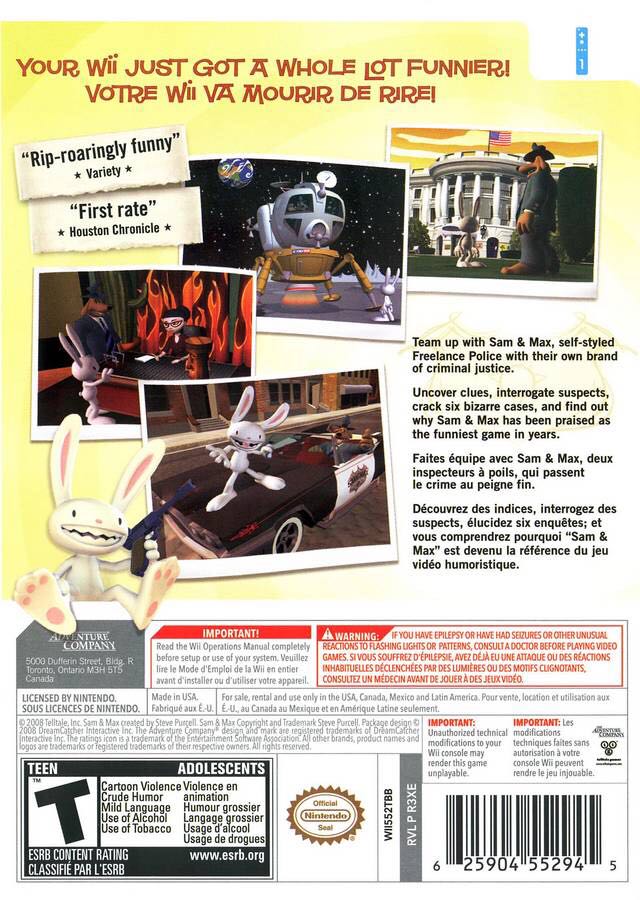Sam and Max - Season One - Nintendo Wii (The Adventure Company - 1) video game collectible [Barcode 625904552945] - Main Image 2