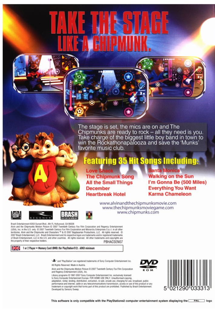 Alvin And The Chipmunks - Sony PlayStation 2 (PS2) (Brash Entertainment - 2) video game collectible [Barcode 890181002005] - Main Image 2