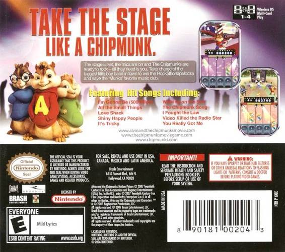 Alvin and the Chipmunks - Nintendo DS (Brash Entertainment/20th Century Games - 1-4) video game collectible [Barcode 890181002043] - Main Image 2