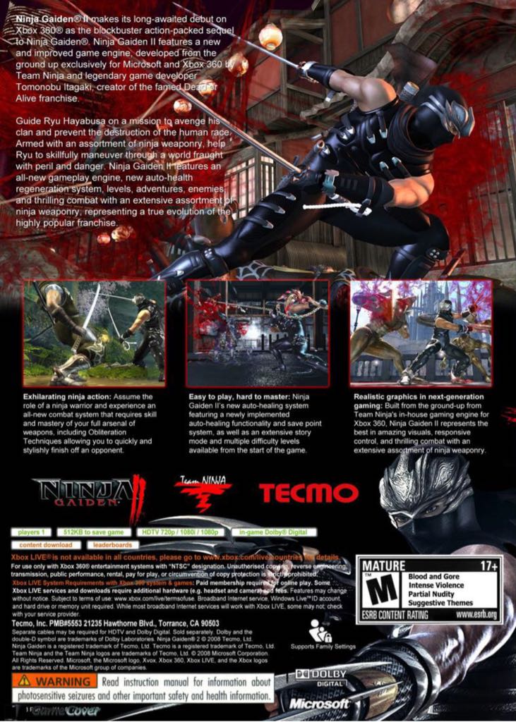 Ninja Gaiden II - Microsoft Xbox 360 (Tecmo - 1) video game collectible [Barcode 882224626743] - Main Image 2