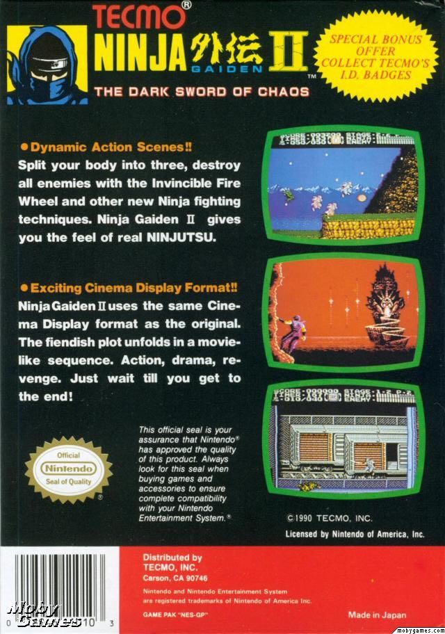 Ninja Gaiden 2 - Nintendo Entertainment System (NES) video game collectible - Main Image 2