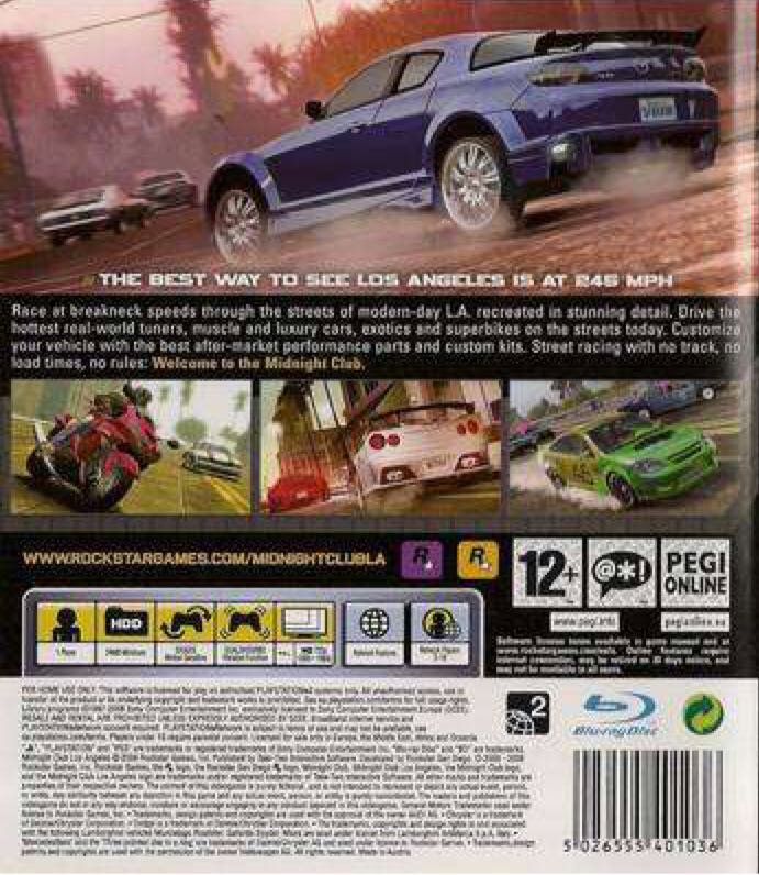 Midnight Club: Los Angeles Complete - Sony PlayStation 3 (PS3) (Rock Star Games - 1) video game collectible [Barcode 5026555402842] - Main Image 2