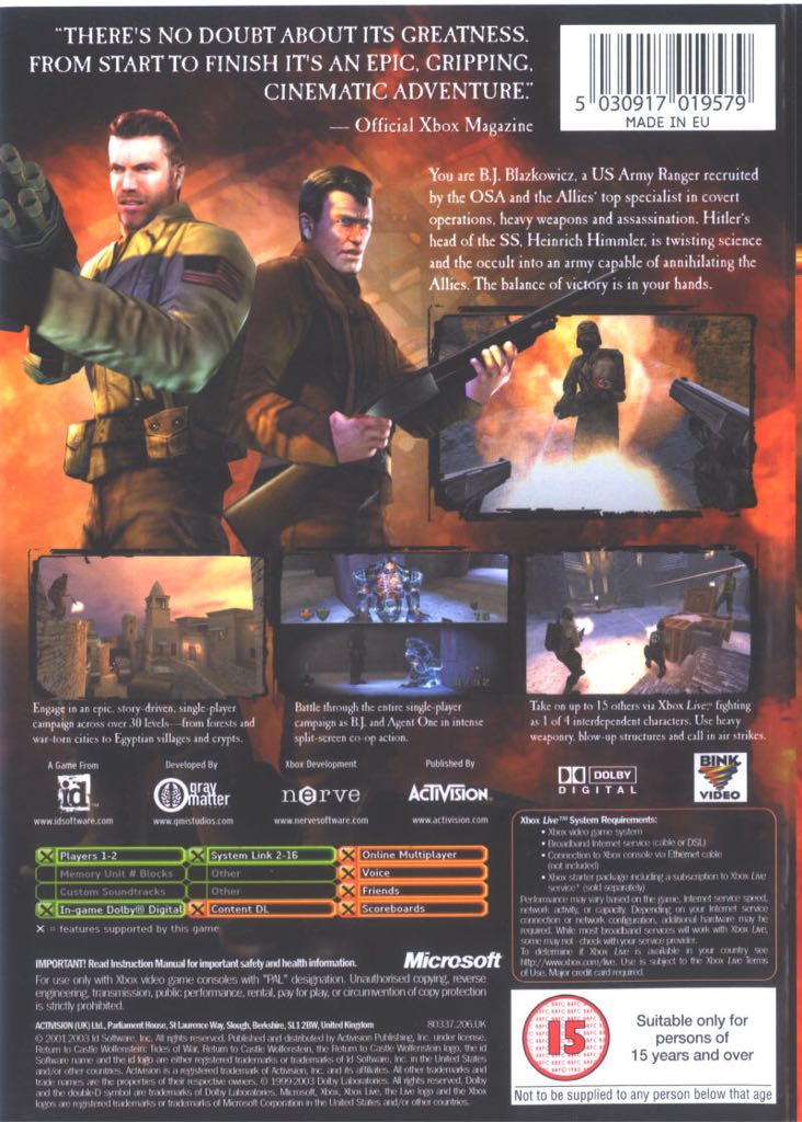 RETURN TO CASTLE WOLFENSTEIN - Microsoft Xbox video game collectible - Main Image 2