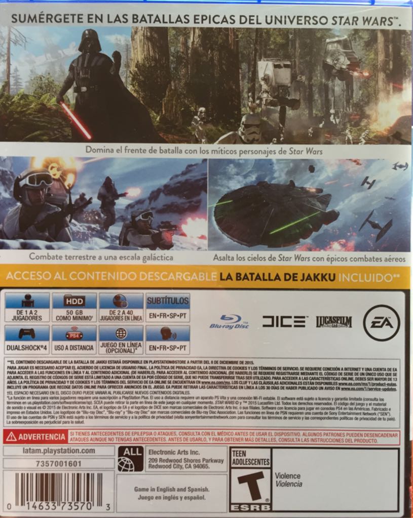 Star Wars Battlefront - Sony PlayStation 4 (PS4) (Ea + Dice - 1/2) video game collectible [Barcode 014633735703] - Main Image 2