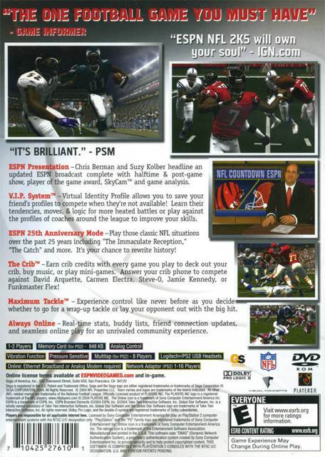 ESPN NFL 2K5 - Sony PlayStation 2 (PS2) (Take Two Interactive - 1) video game collectible [Barcode 5026555303415] - Main Image 2