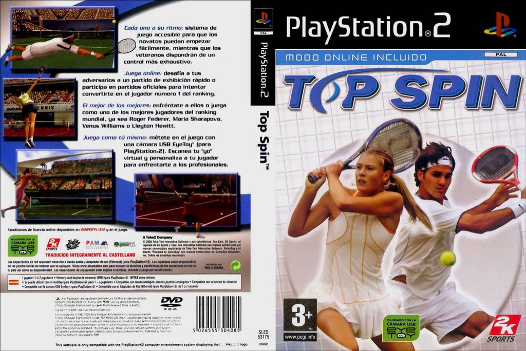 Top Spin - Sony PlayStation 2 (PS2) (2K Sports - 1) video game collectible [Barcode 5026555304085] - Main Image 2