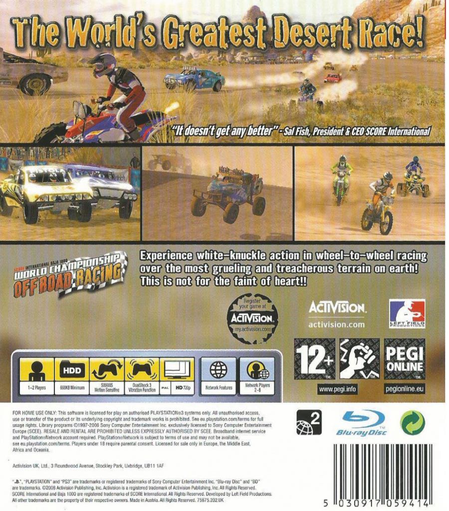 World Championship Off Road Racing - Sony PlayStation 3 (PS3) (Activision - 1-2) video game collectible [Barcode 5030917059414] - Main Image 2