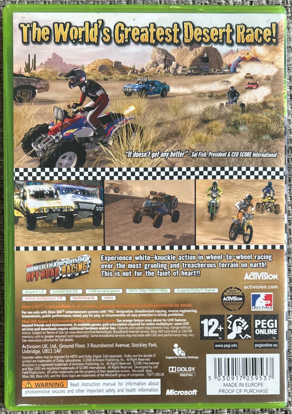 World Championship Offroad Racing - Microsoft Xbox 360 video game collectible [Barcode 5030917059537] - Main Image 2
