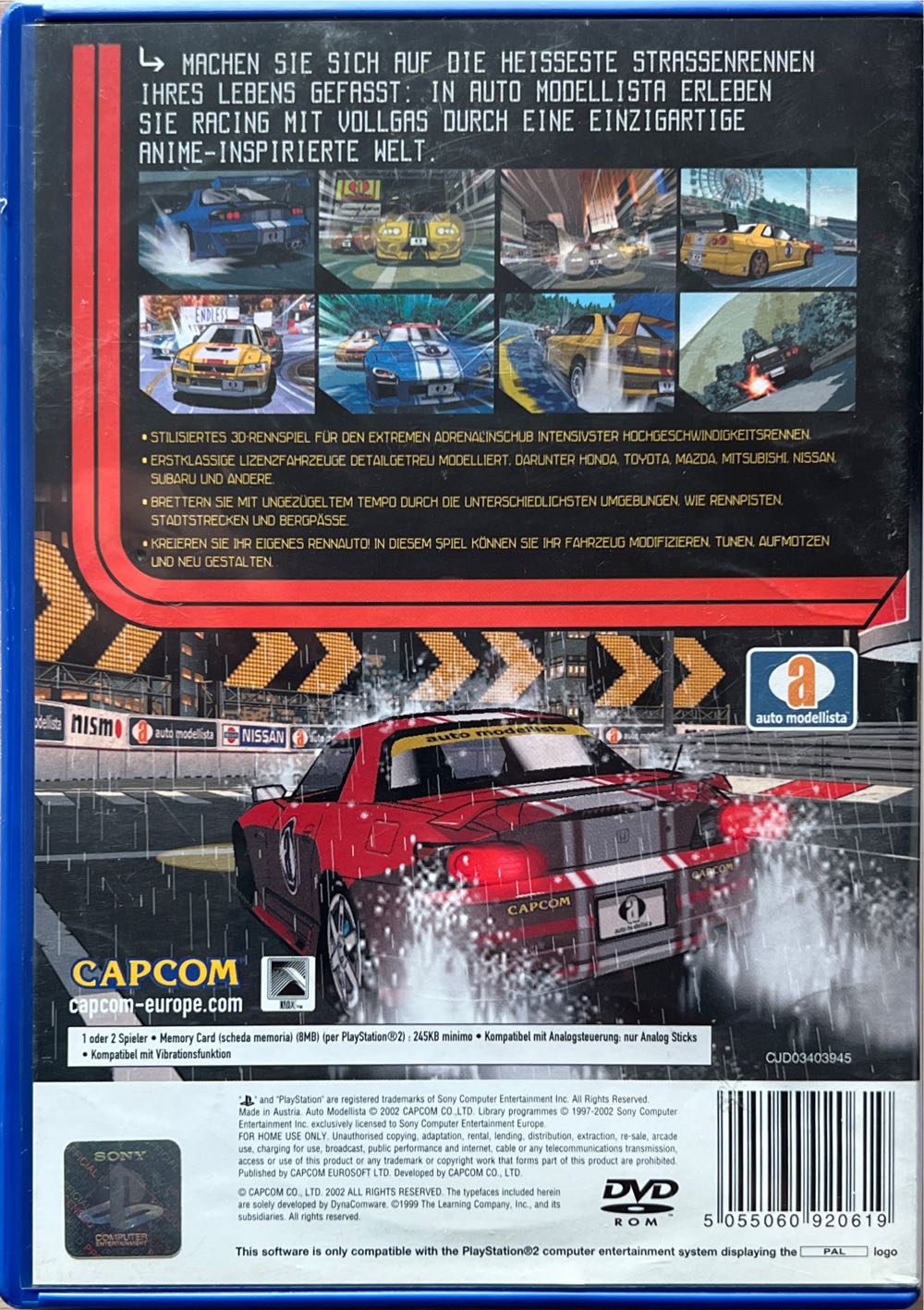 Auto Modellista - Sony PlayStation 2 (PS2) (Capcom 2002 - 2) video game collectible [Barcode 5055060920619] - Main Image 2