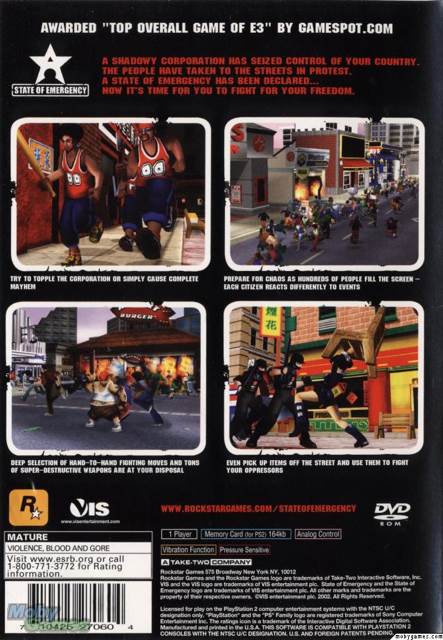 STATE OF EMERGENCY - Sony PlayStation 2 (PS2) (1) video game collectible [Barcode 492071201583] - Main Image 2