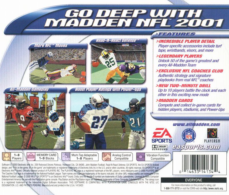 MADDEN NFL 2001 - Sony PlayStation (Ea Sportd - 2) video game collectible [Barcode 5030930023522] - Main Image 2