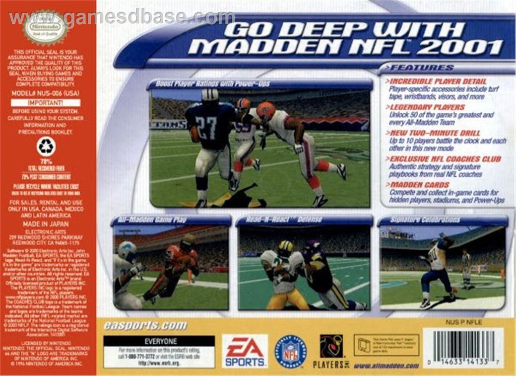 MADDEN NFL 2001 - Nintendo 64 (N64) (4) video game collectible - Main Image 2