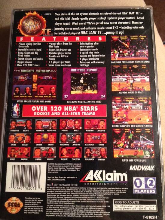 NBA Jam Tournament Edition - Sega Saturn (Acclaim - 2) video game collectible [Barcode 021481820123] - Main Image 2