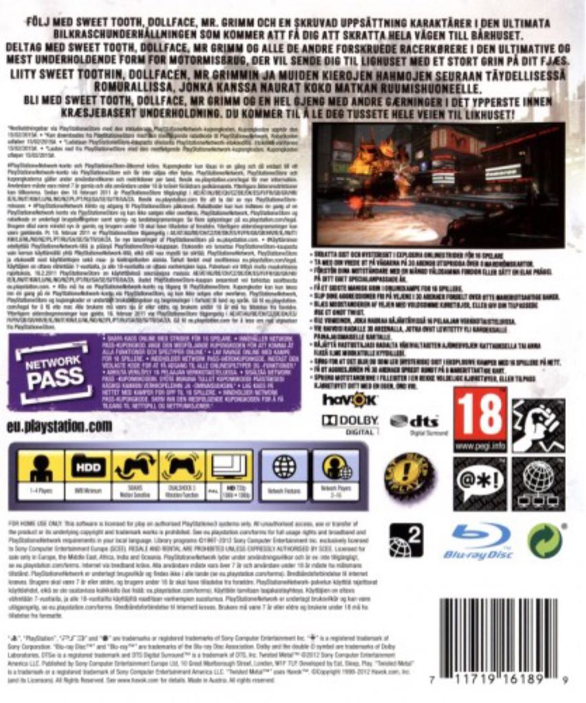 Twisted Metal - Sony PlayStation 3 (PS3) (Sony - 4) video game collectible [Barcode 711719161394] - Main Image 2