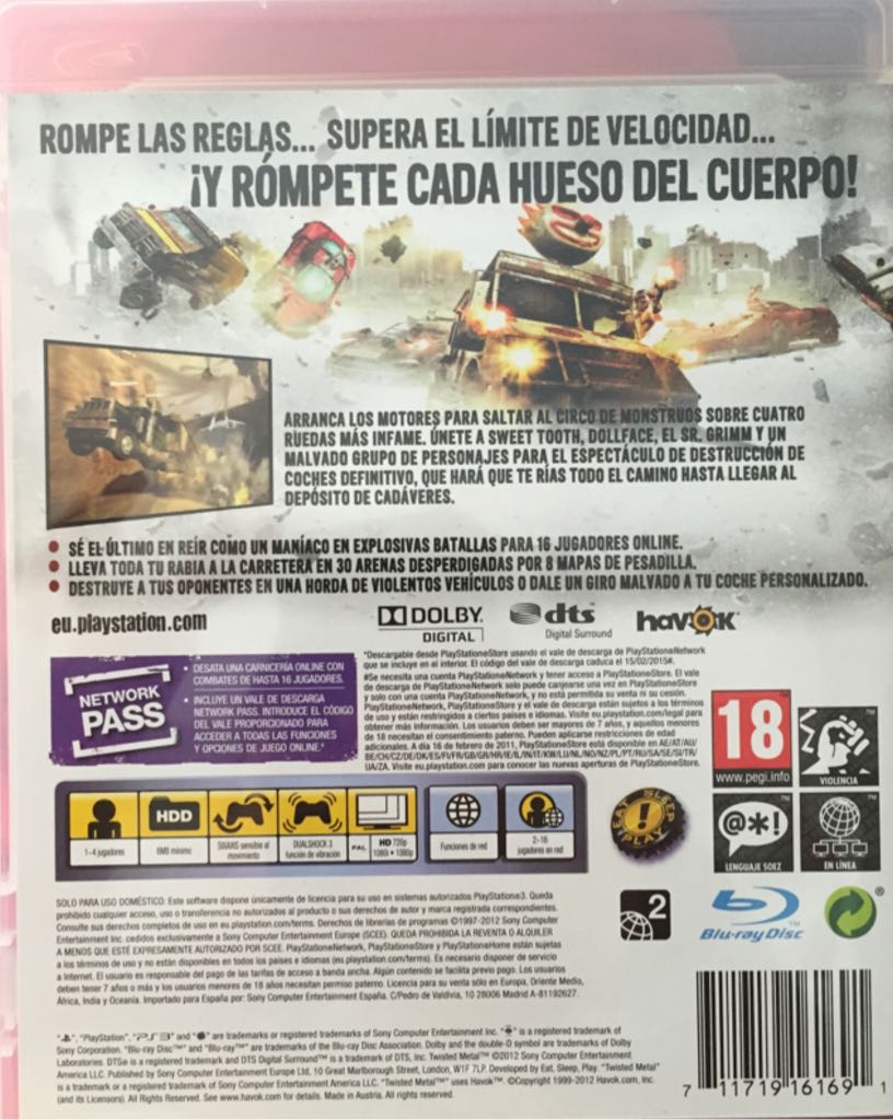 Twisted Metal - Sony PlayStation 3 (PS3) (Sony Computer Entertainment) video game collectible [Barcode 711719161691] - Main Image 2