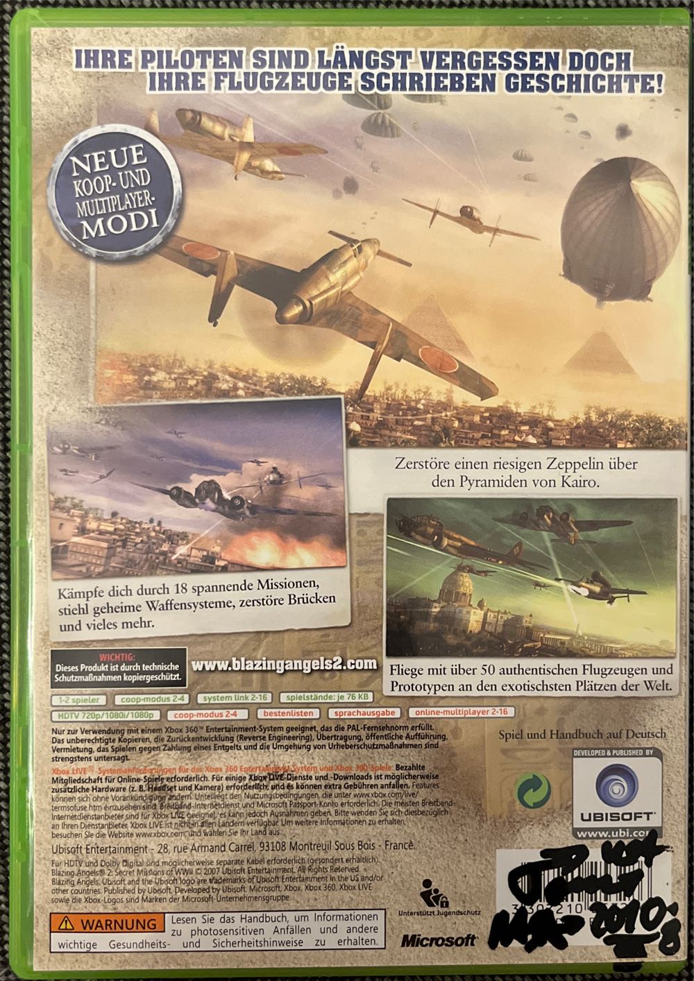 Blazing Angels 2: Secret Missions Of WW2 - Microsoft Xbox 360 (Ubisoft - 1-16) video game collectible [Barcode 3307210253286] - Main Image 2