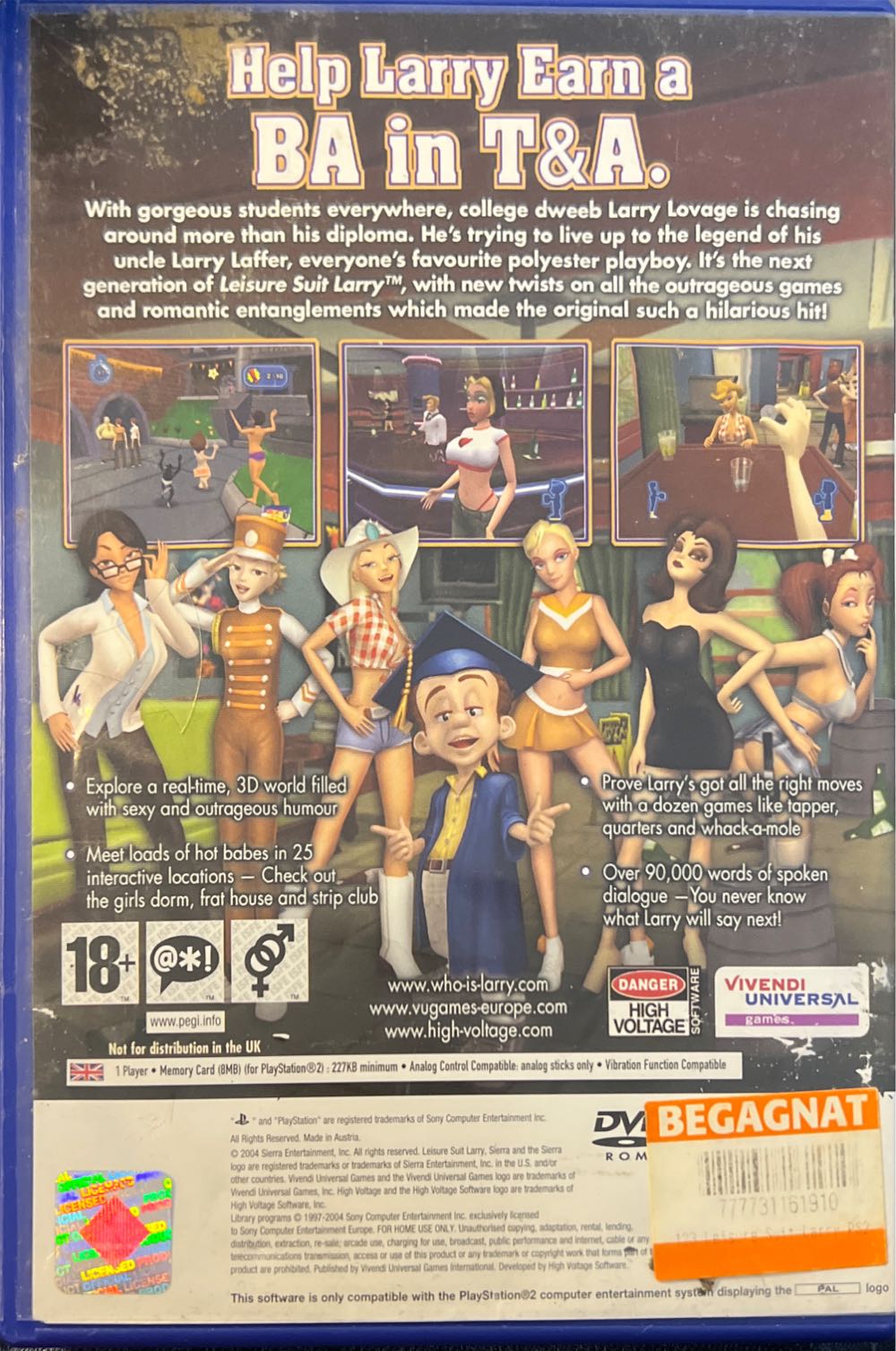 Leisure Suit Larry: Magna Cum Laude UNCUT - Sony PlayStation 2 (PS2) video game collectible - Main Image 2