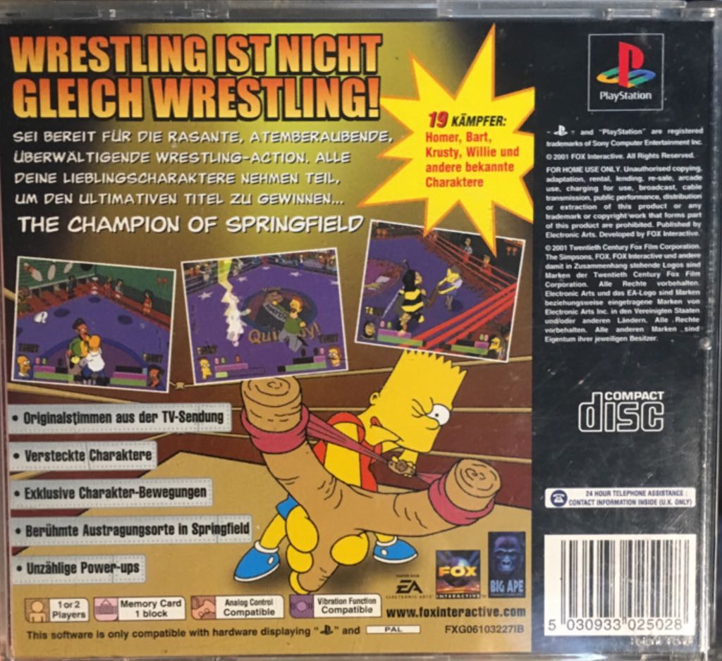 Simpsons Wrestling - Sony PlayStation (Activision Publishing - 2) video game collectible [Barcode 5030933025028] - Main Image 2