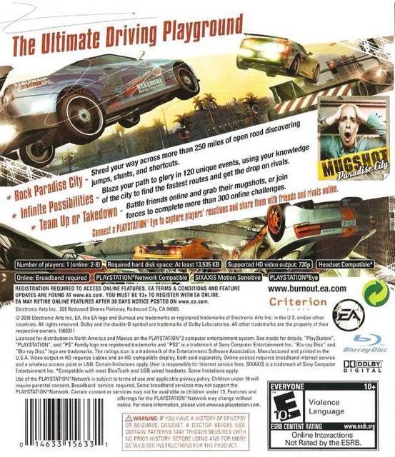 Burnout Paradise - Sony PlayStation 3 (PS3) (Electronic Arts/EA Games - 8) video game collectible [Barcode 5030947055035] - Main Image 2