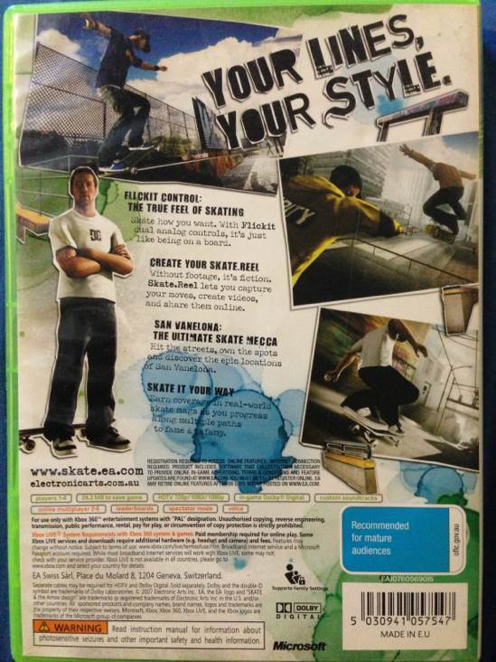 Skate - Microsoft Xbox 360 (Electronic Arts) video game collectible [Barcode 5030941057547] - Main Image 2