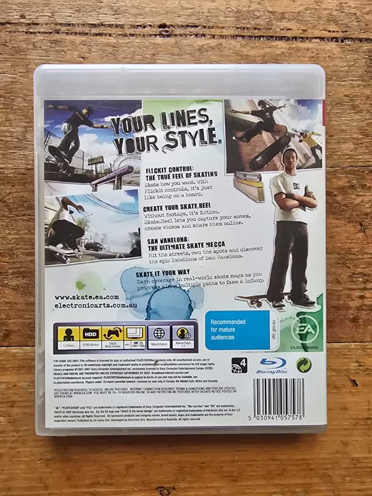 Skate 1 - Sony PlayStation 3 (PS3) (Electronic Arts™) video game collectible [Barcode 5030941057578] - Main Image 2