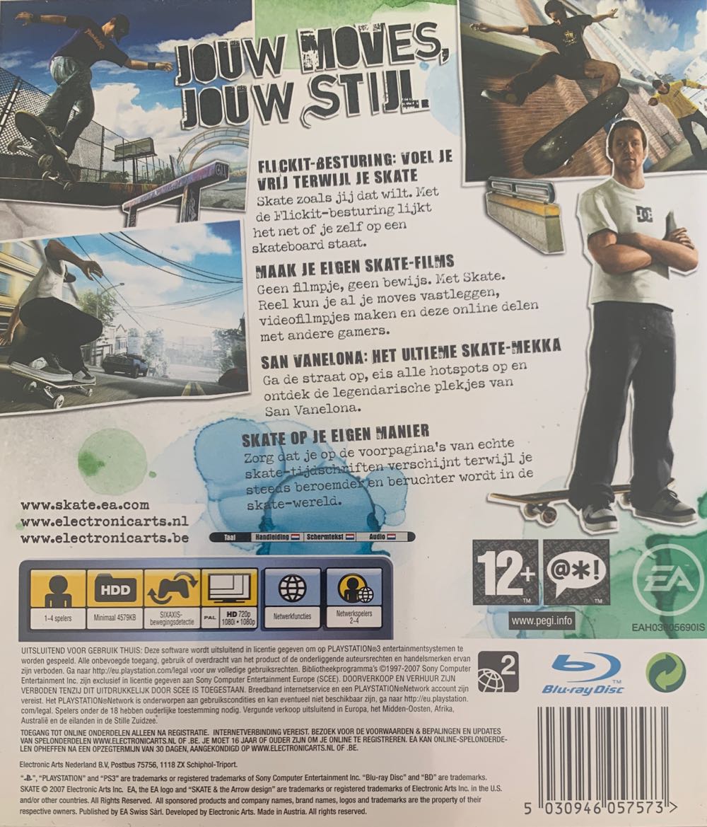 Skate - Sony PlayStation 3 (PS3) (EA Swiss - 1-4) video game collectible [Barcode 5030946057573] - Main Image 2