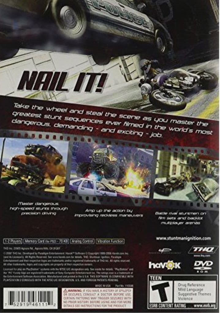 Stuntman Ignition - Sony PlayStation 2 (PS2) (Havok - 1) video game collectible [Barcode 752919461112] - Main Image 2
