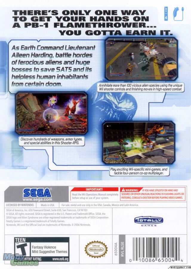 Alien Syndrome - Nintendo Wii (Sega - 4) video game collectible [Barcode 5060138431584] - Main Image 2