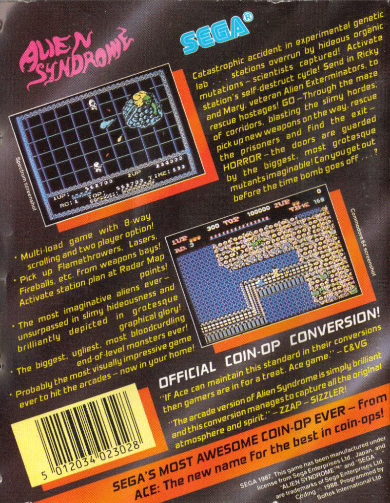 Alien Syndrome - Commodore 64 (Sega) video game collectible - Main Image 2