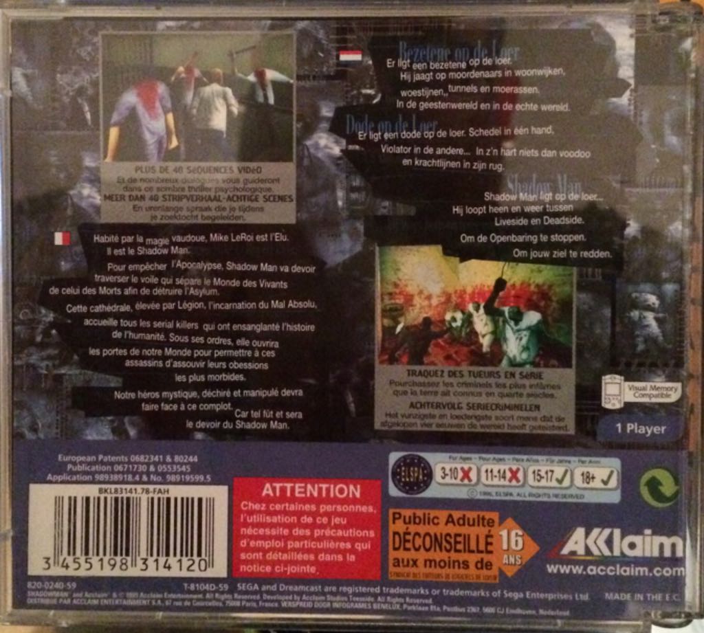 Shadow Man - Sega Dreamcast video game collectible [Barcode 3455198314120] - Main Image 2