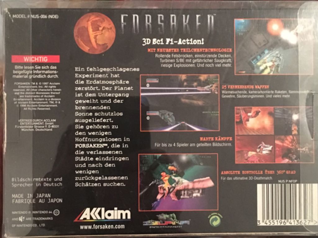 Forsaken - Nintendo 64 (N64) (Acclaim Enternainment - 1-2) video game collectible [Barcode 3455196413627] - Main Image 2