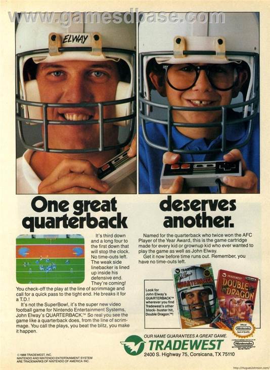 John Elways Quarterback - Nintendo Entertainment System (NES) video game collectible - Main Image 2