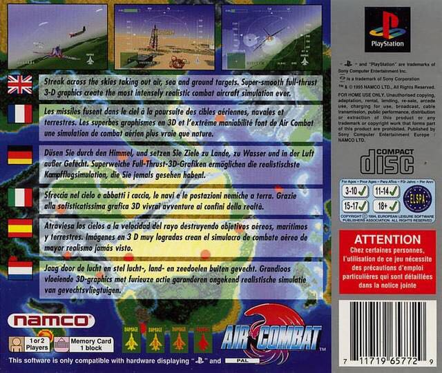 Air Combat - Sony PlayStation (SCEE - 2) video game collectible [Barcode 711719243625] - Main Image 2
