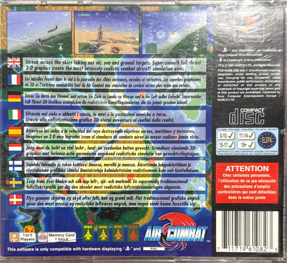 Air Combat - Sony PlayStation video game collectible [Barcode 711719610823] - Main Image 2