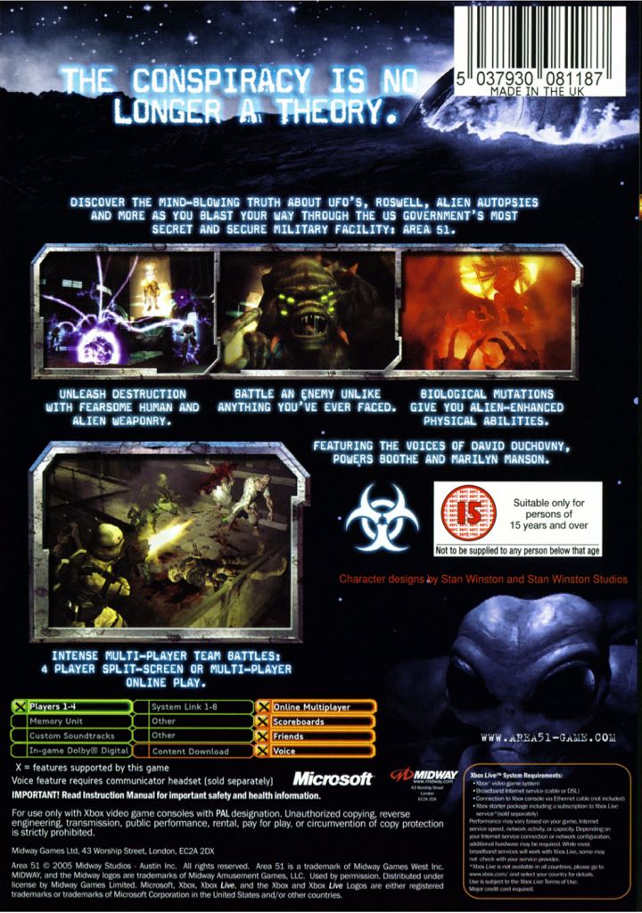 Area 51 - Microsoft Xbox (Midway Home Entertainment - 1-4) video game collectible [Barcode 5037930081507] - Main Image 2