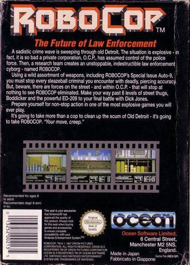 ROBOCOP - Nintendo Entertainment System (NES) video game collectible - Main Image 2