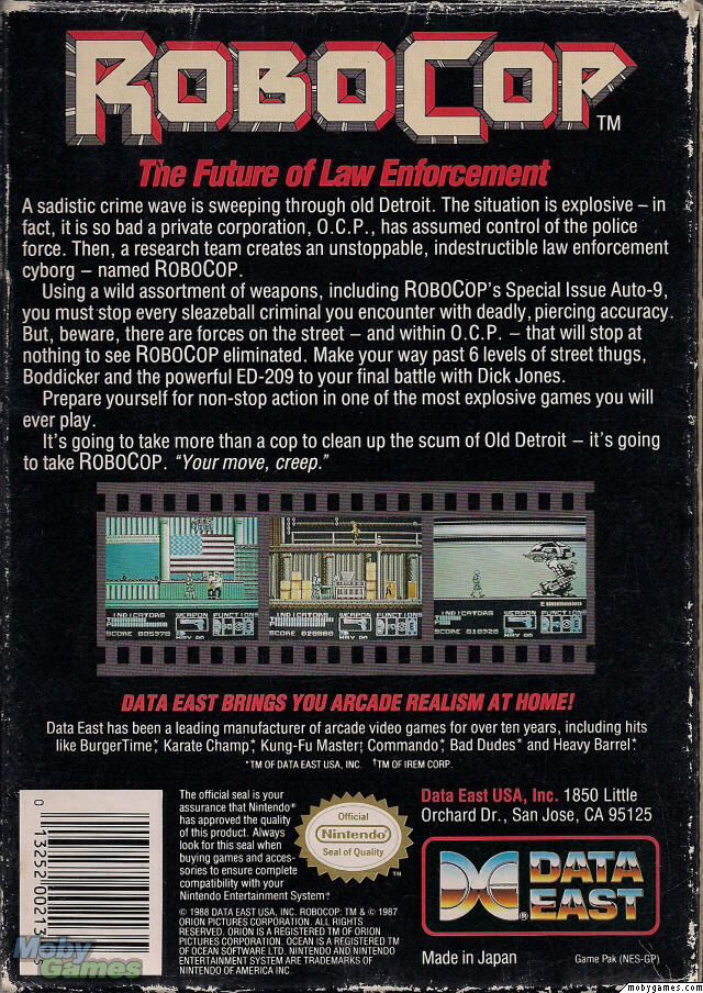 ROBOCOP - Nintendo Entertainment System (NES) video game collectible - Main Image 2