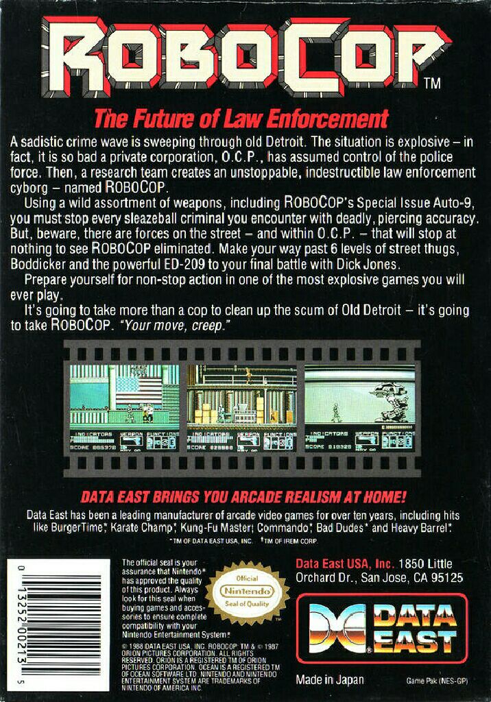 ROBOCOP - Nintendo Entertainment System (NES) video game collectible - Main Image 2