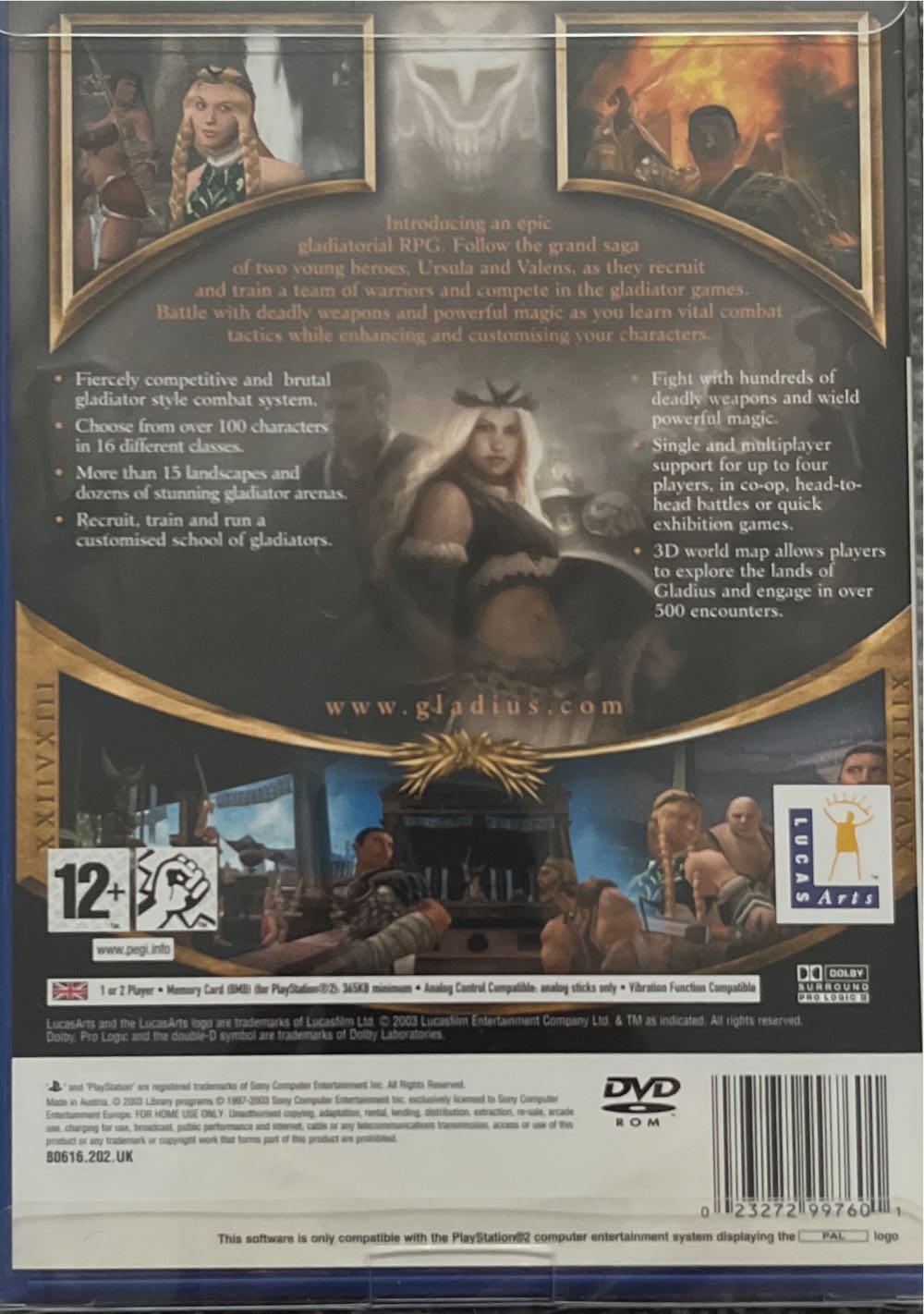Gladius - Sony PlayStation 2 (PS2) video game collectible [Barcode 023272997601] - Main Image 2