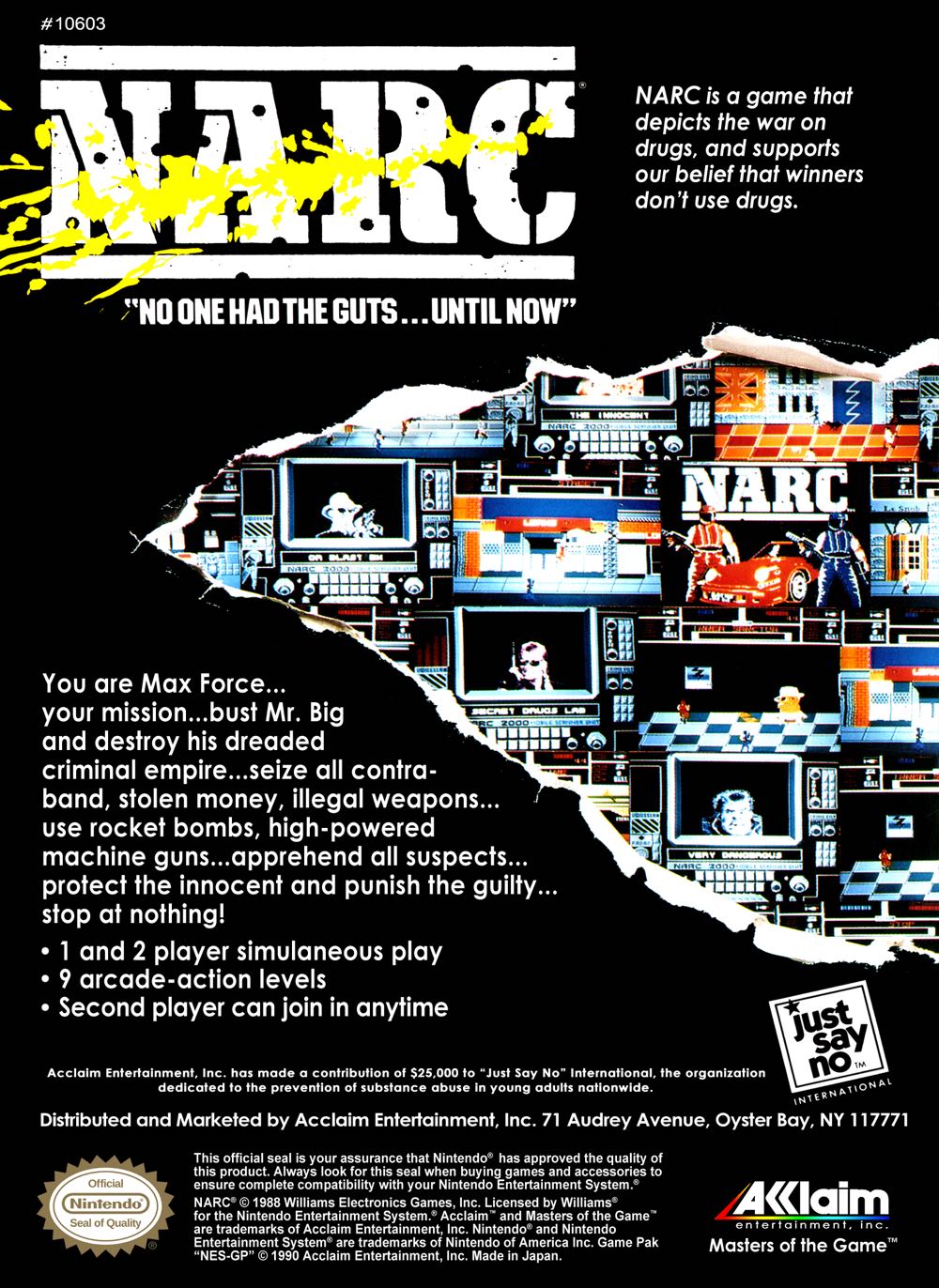 NES NARC - PC (1) video game collectible - Main Image 2