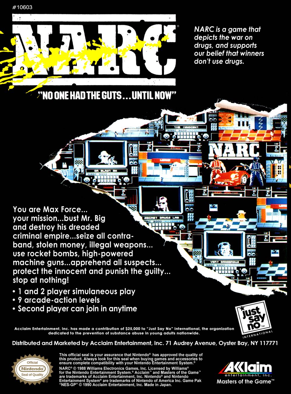 NARC - Nintendo Entertainment System (NES) (2) video game collectible - Main Image 2