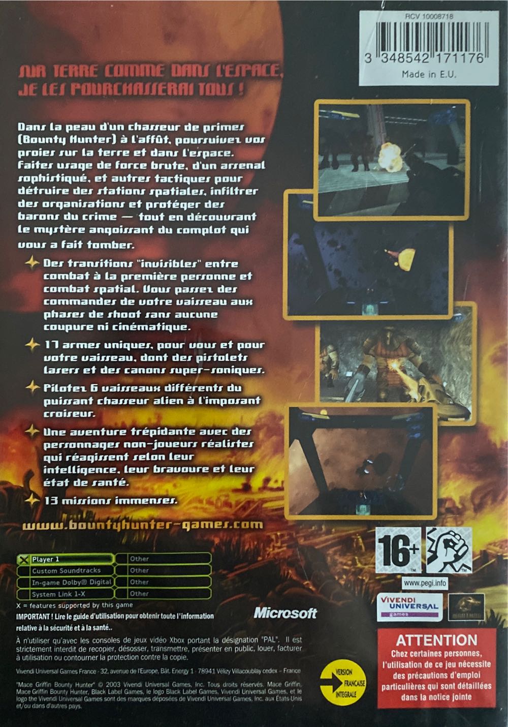 Mace Griffin : Bounty Hunter - Microsoft Xbox (Vivendi Universal Games - 1) video game collectible [Barcode 3348542171176] - Main Image 2