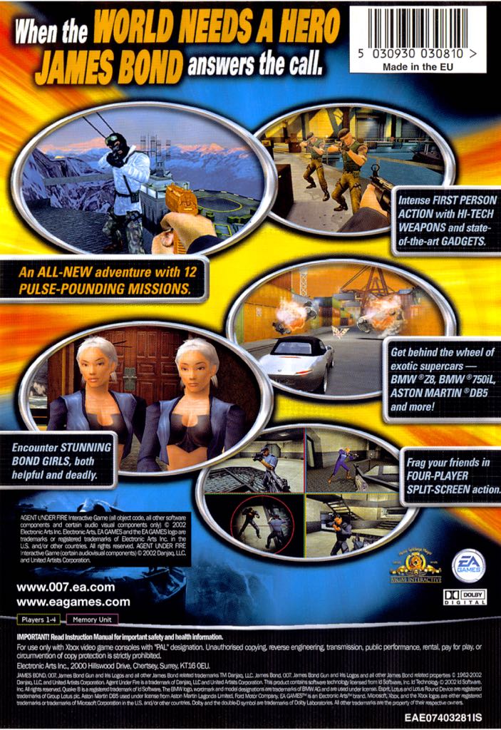 007: Agent Under Fire - Microsoft Xbox (EA Games - 1) video game collectible [Barcode 5030930030810] - Main Image 2