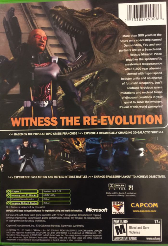 Dino Crisis 3 - Microsoft Xbox (Capcom - 1) video game collectible [Barcode 013388290086] - Main Image 2