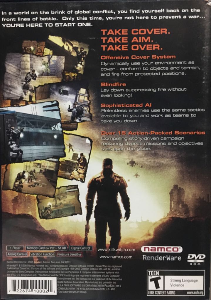 Kill Switch - Sony PlayStation 2 (PS2) (Namco Bandai - 1) video game collectible [Barcode 711719607748] - Main Image 2