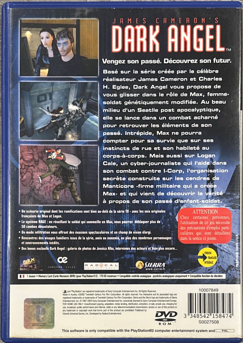 Dark Angel - Sony PlayStation 2 (PS2) (Sierra Entertainment) video game collectible [Barcode 3348542158474] - Main Image 2