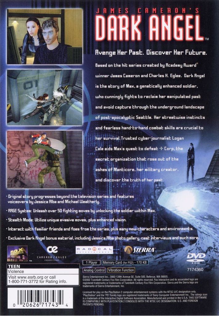 Dark Angel - Sony PlayStation 2 (PS2) (Sierra Entertainment - 1) video game collectible [Barcode 3348542164635] - Main Image 2