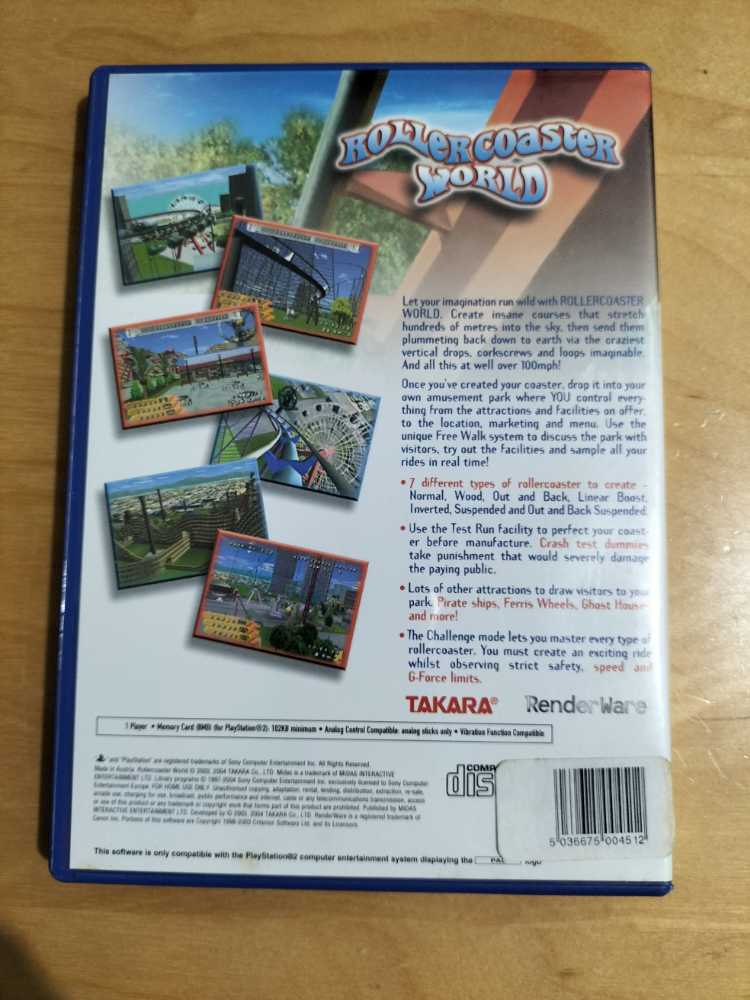 Rollercoaster World - Sony PlayStation 2 (PS2) video game collectible [Barcode 5036675004512] - Main Image 2