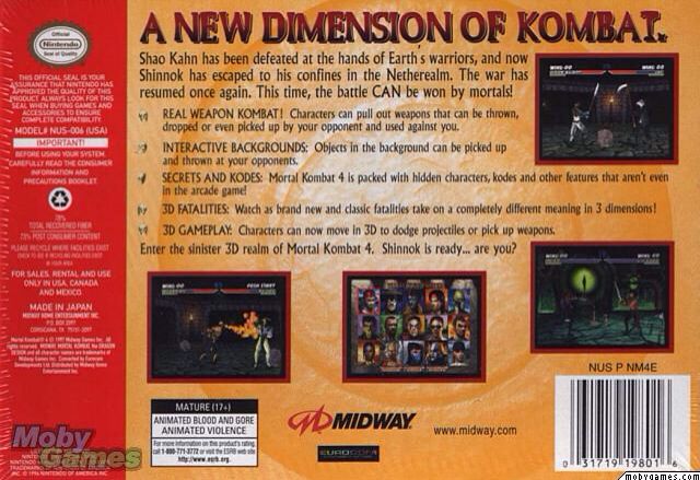 Mortal Kombat 4 - Nintendo 64 (N64) video game collectible [Barcode 5029988004195] - Main Image 2